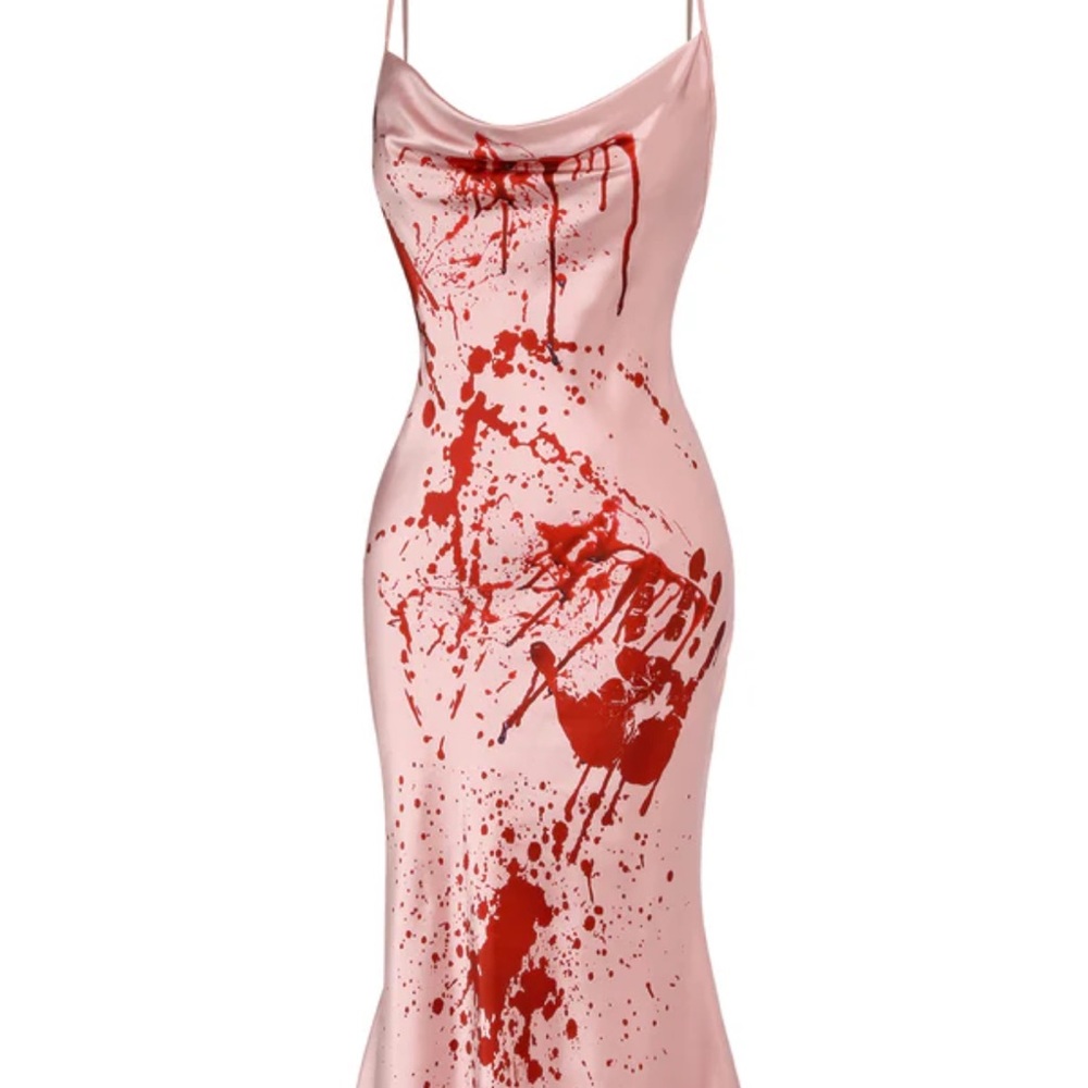 Pink Splatter Satin Slip Dress